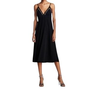 Zara Black Strappy Mesh V-Neck Midi Dress